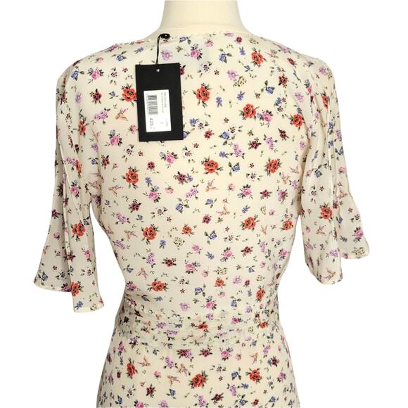 The Kooples Mixed Print Floral 100% Silk Dress White Size Small New With Tag - Picture 9 of 15